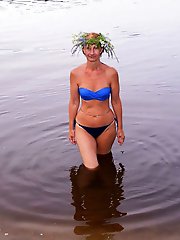 With a garland made of water