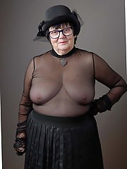 Elegant mature mamas are posing seminaked in public